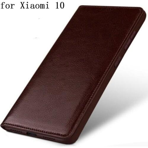 Classic Fashion Flip Phone Case for Xiaomi 10 Genuine Leather Skin Xiaomi 10 10 Pro Magnetic Cover Shell with Screen Protector
