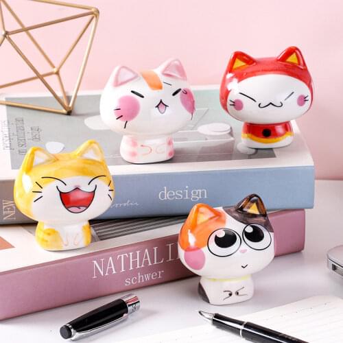 8pc/lot Porcelain Cat Ornaments Teen Room Decoration Aesthetic Home Decor Kawaii Room Decor Ceramic Cat Decorations Girl