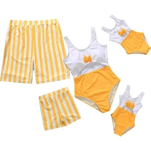 Mother Daughter Swimwear One-Piece Mommy and Me Swimsuit Family Look Matching Outfits Dad Son Swimwear Shorts