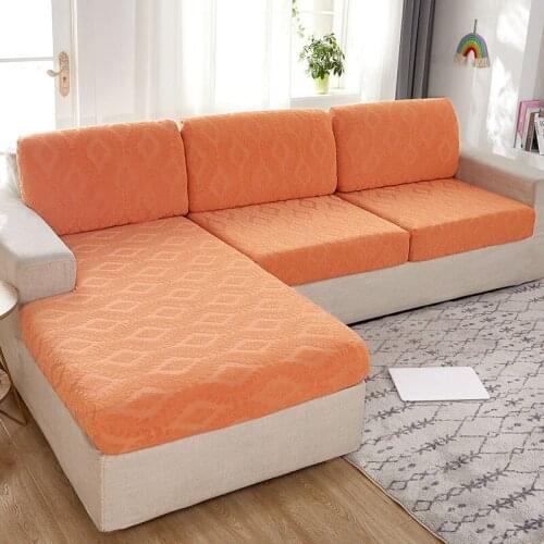 L-shaped Sofa Seat Cushion Cover Solid Color Furniture Protector Elastic Stretch Washable Sofa Slipcover