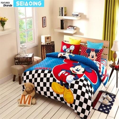 Sweet Mickey Mouse print bedding set for boys childrens kids home decor Egyptian cotton bed linens twin full queen size covers