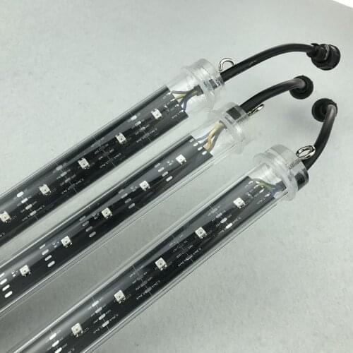 30mm DC12V addressable 0.5M long 3D SK6812 RGB meteor tube light;32pcs SK6812 LEDs/16pixels;with 4 core 13.5mm male connector