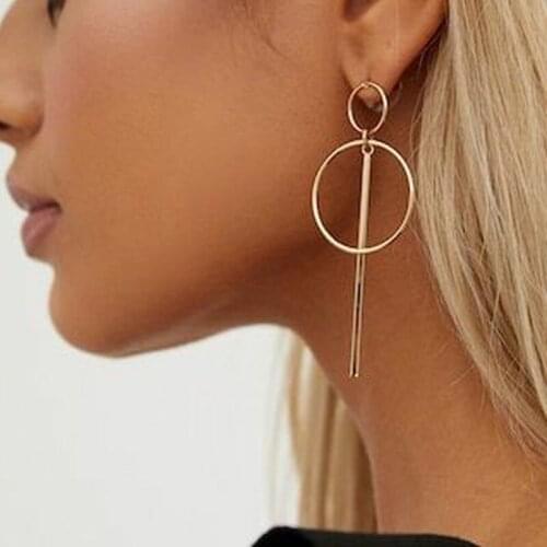 ALYXUY New Fashion Elegant Geometric Round Circle Hoop Earrings Double Hollow Circle Trendy Earrings For Women Exquisite Gifts