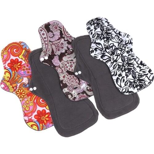 Washable Menstrual Pad Reusable Sanitary Menstrual Mama Pad Bamboo Cotton Cloth Feminine Hygiene Panty Liner Towel Pads