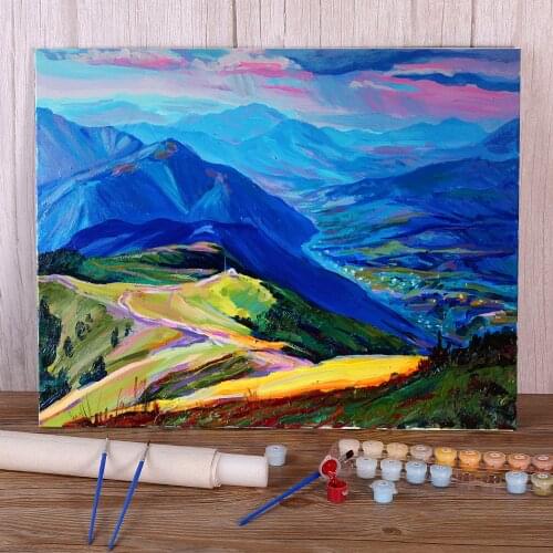 Landscape Mountains DIY Painting By Numbers Complete Kit Acrylic Paints 40*50 Oil Painting Handmade For Kids For Drawing Art