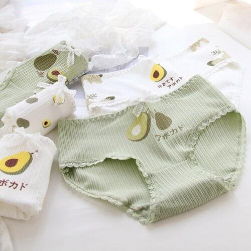 2020 new girls underwear 5pc/lot lace cotton Avocado middle waist briefs young girl panties Teenagers wholesales hot sales