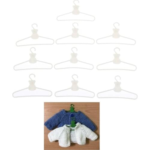 Wholesale 10pcs/set Mini Hangers White Coat Dress Doll Plastic Clip Hangers For Doll Wardrobe Doll Accessories