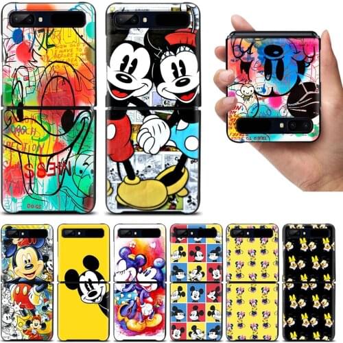 Mickey and Minnie cute Shockproof Cover for Samsung Galaxy Z Flip Flip3 5G Black Phone Case Shell Hard Fundas Coque Capa