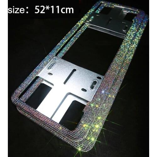 Russian License Plate Frame Handmade Sparkly Bling Colorful Rhinestone Stainless Steel Metal Crystal Diamond Car Frames