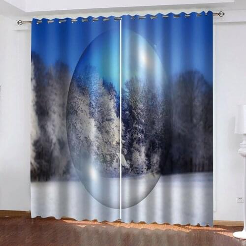 Luxury Blackout 3D Window Curtains For Living Room blue scenery christmas curtains 3D Window Curtains For Living Room Bedroom
