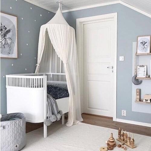 Nordic INS Cotton baby room decoration Lace Mosquito Net Kids bed curtain canopy Round Crib Netting tent props baldachin 240cm