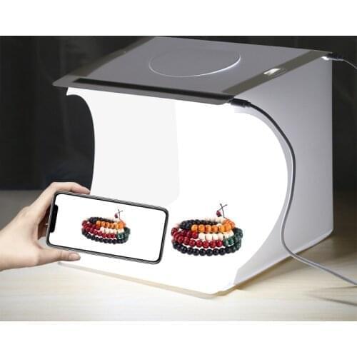 Mini Folding Lightbox Photography Photo Studio Softbox 2 Panel LED Light Soft Box Photo Background Kit Light Box For DSLR Camera