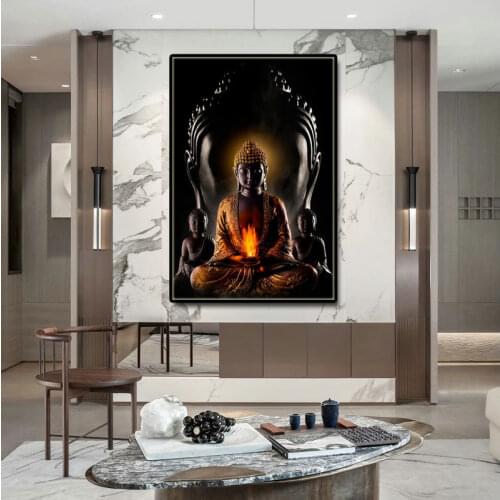 Tathagata Buddha Print Poster Buddha Statue Canvas Painting Buddhism Wall Art Prints Religious Posters Pictures for Living Room