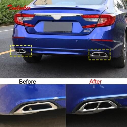 Tonlinker Upgrade double variable 2-4 Tail throat Cover Sticker for HONDA ACCORD 2018-19 Car Styling 2PCS Stainless steel Covers