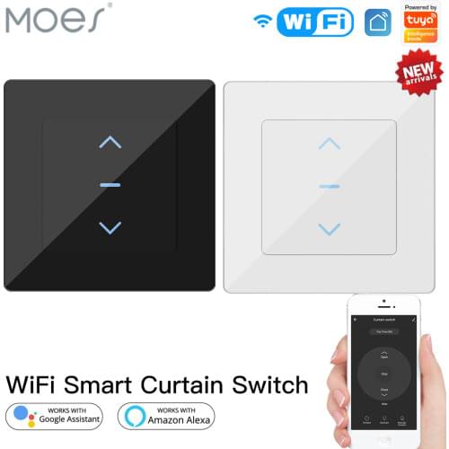 New WiFi Smart Curtain Switch Touch Design for Motorized Curtains and Roller Blinds work with Tuya Smart Life App Alexa Google