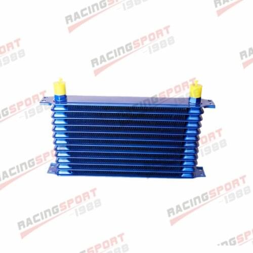 12 Row AN10 Universal Aluminum Engine Transmission Oil Cooler Trust Style Blue