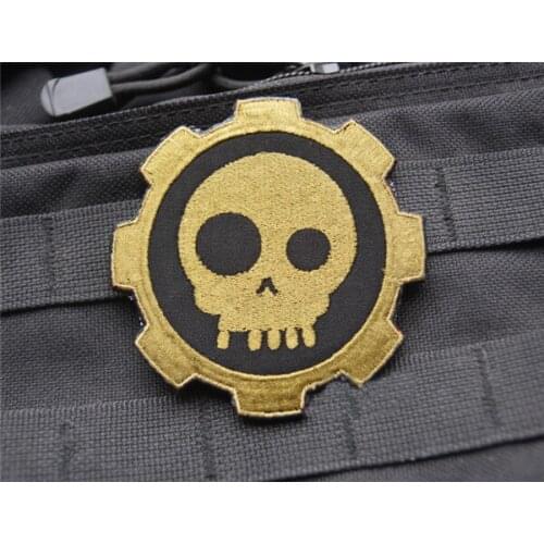 Embroidered yellow skull Patches Military patches hook&loop armband Tactical patche wholesale