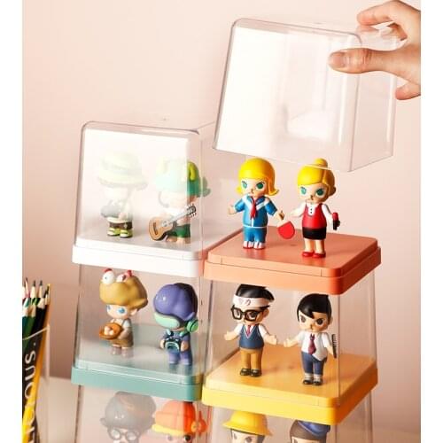 Toy Storage Box Anime Figure Holder Plastic Toys Model Display Cabinet Doll Organizer Case for Home Decor Desktop Container