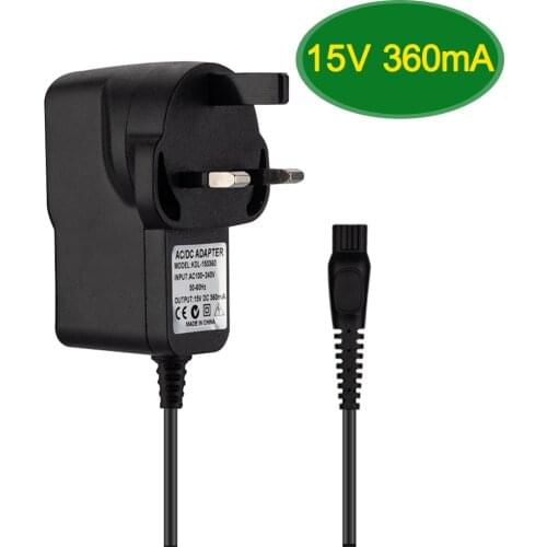 1pc 15V 0.36A/360mA/5.4W 2-Prong Shaver Charger Adapter 15 Volt UK Plug Power Supply for PHILIPS Shaver HQ8505 HS8020 HQ8875 S20