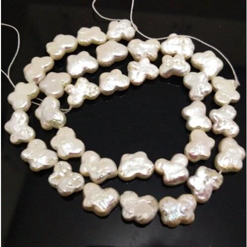 16 inches 10X13mm White Flat Butterfly Shaped Coin Pearl Loose Strand