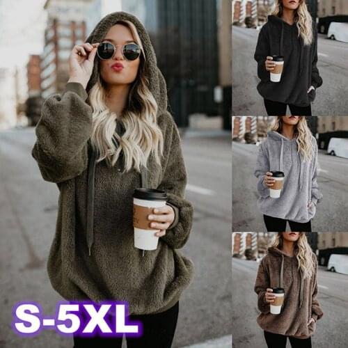 Winter Clothes Women Hoodies Long Sleeve Hooded Pullover Sweatshirt Women Fur Coat Female Plus Size korean clothes dropshipping