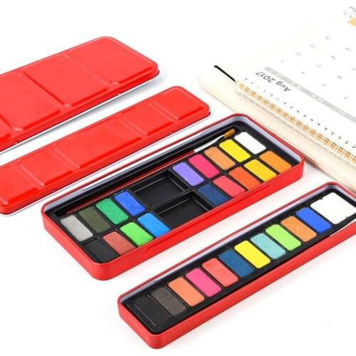 12/18/24 Superior Solid Watercolor Paint Set With Brush Pen Foldable Travel Water Color Pigment For Draw Art Supplies 03191