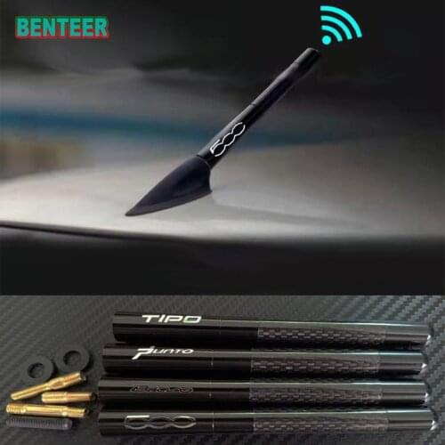 Carbon Fiber car Vehicle Aerials Car Radio Antenna sticker for Fiat 500