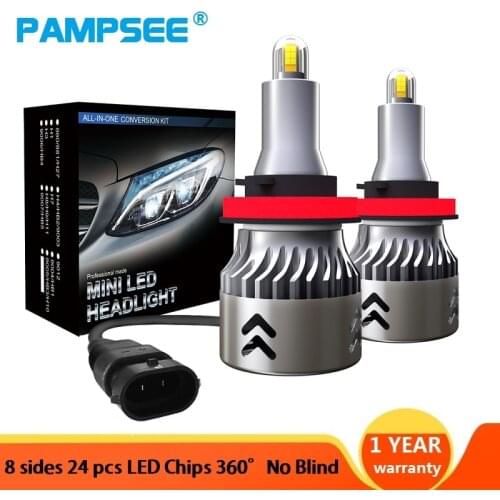 2pcs Upgrade 60W 1904 3D LED H1 H7 H8 H11 H9 H4 9005 HB3 9006 HB4 Car LED Headlight Bulbs with 24PCS CSP Chips Auto Lamp 12V 24V