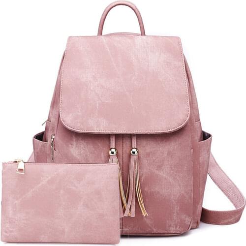 2021 Brand Women Backpack School Backpack For Girls Fashion PU Leather Female Backpack School Bags High Quality New Shoulder Bag