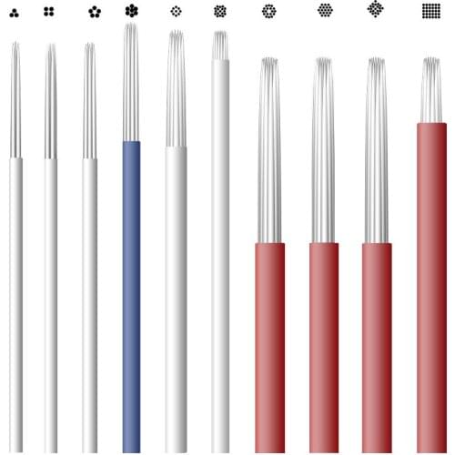 50pcs Tattoo Needles Fog Eyeborw Tattoo Manual Pen Permanent Makeup Blade Shading Round R3 R5 R7 R9 R21 Microblading Needle