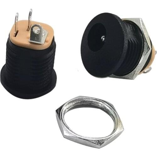 50pcs DC-022 5.5x2.1mm DC Connectors Power Female Socket Round Hole Nut Interface Panel Mounting Supply Connector