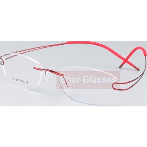 8 Colors Hingeless Rimless Non-Screw Pure Titanium Flexible Unisex Eyeglasses Glasses Spectacle Optical Frame #6116, #6117