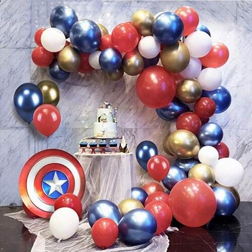 87Pcs Balloon Garland Arch Kit Red Blue metal Gold Latex Balloon Garland for Wedding Birthday baby Festival Party Decoration