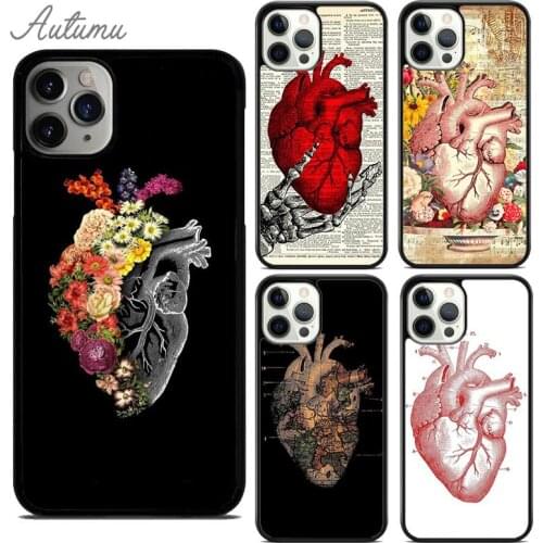 Human Heart Anatomy Phone Case for iPhone 11 12 Pro Max mini X XR XS SE 2020 5 6S 7 8 Plus Samsung Galaxy S8 S9 S10 Cover shell