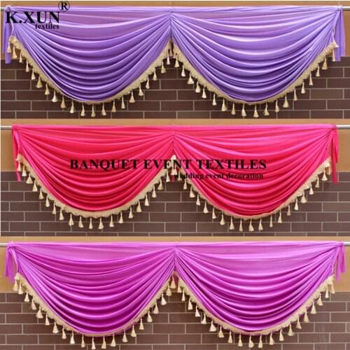 Tassel Ice Silk Swag Drape Valance For Backdrop Curtain Wedding Stage Background Event Party Decoration