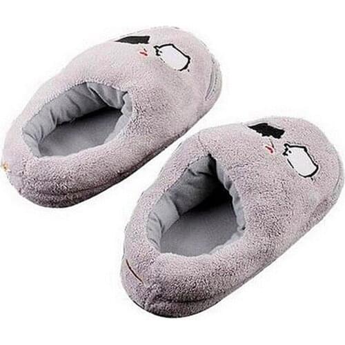 Electric Heat Slipper USB Gadget Cute Grey Piggy Plush USB Foot Warmer Shoes