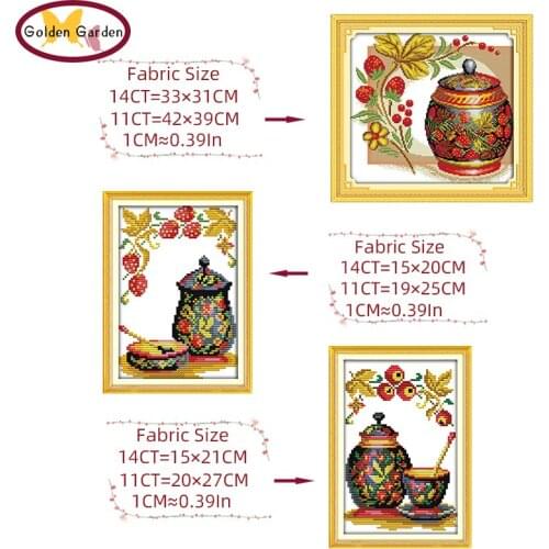 GG Coloured Pottery Stamped Cross Stitch Embroidery Kit 11CT 14CT DIY Set Joy Sunday Chinese Cross Stitch Pattern for Home Decor