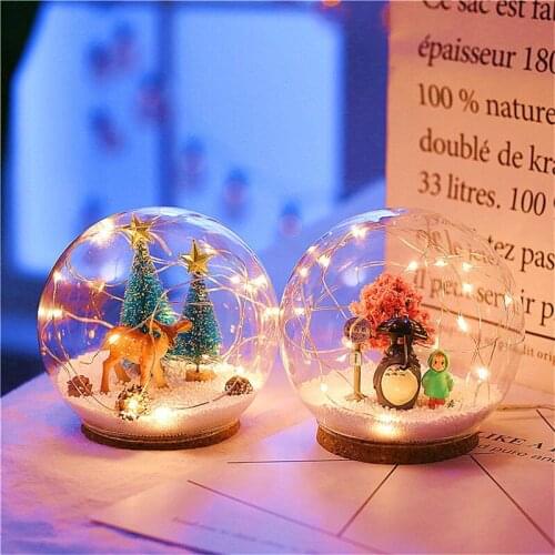 DIY Crystal Ball Nordic Style LED Lights Room Chic Glass Ball Lamp Romantic Night Light Home Decoration Craft Gifts