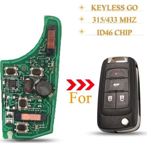 Kutery 4 Buttons Remote Key Circuit Board Fob 315/433Mhz ID46 Chip For Chevrolet Malibu Cruze Aveo Spark Sail Opel/Vauxhall
