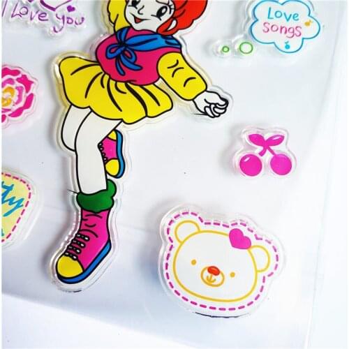 Colorful Gliding girl Transparent Clear Stamps / Silicone Seals Roller Stamp for DIY scrapbooking photo album/Card Making