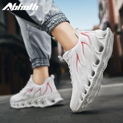 Abhoth Men Shoes Breathable Comfortable Lace-Up Men Casual Shoes Blade Sole Flat Non-slip Outdoor Walking Hard-Wearing Sneakers