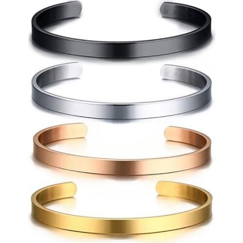 Stainless Steel Minimalist Gold Simple Men Punk Rock Bangle Bracelet Jewelry Gift For Him