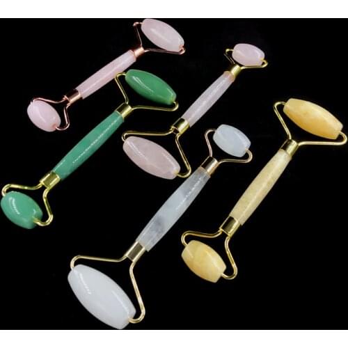 Natural Rose Quartz Jade Roller Facial Massage Crystal Stone Jade Massager Crystal Roller Skin Face Roller Slimming Beauty Tool