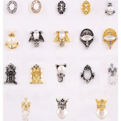 New 10pcs 3D alloy retro Japanese nail charm nail art manicure metal ornaments angel hollow rivet for nail decoration JE429-446