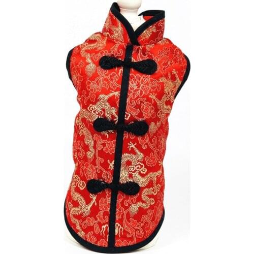 Pet Festvial Clothes Dog Cat Chinoiserie Cheongsam New Year Clothes Chinese Traditional Costume Tang Suit High Quality New