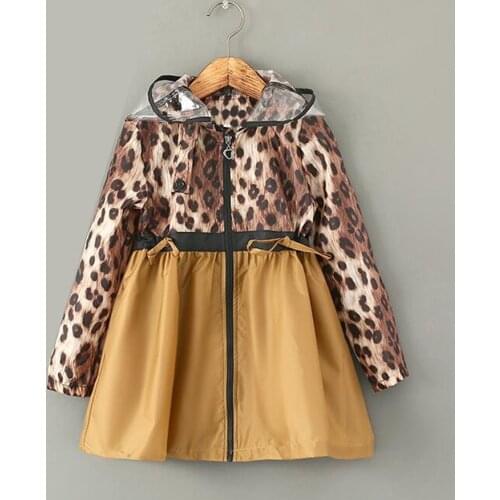 Fashion Leopard Print Impermeable Kids Raincoat for Children Rainwear Cape Transparent Brim Raincoats Rain Jacket Women Girls X3