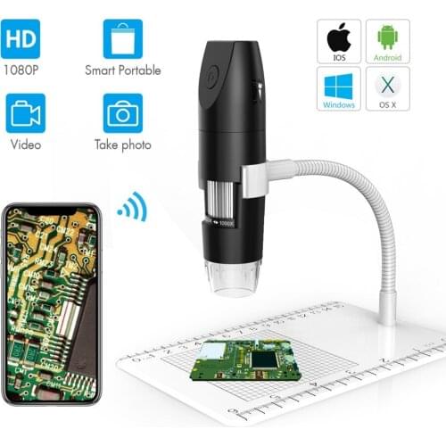 1000X Digital Zoom Wifi Portable Microscope with 1080P Magnifier HD Camera Mobile APP for Android IOS Observation & Checking