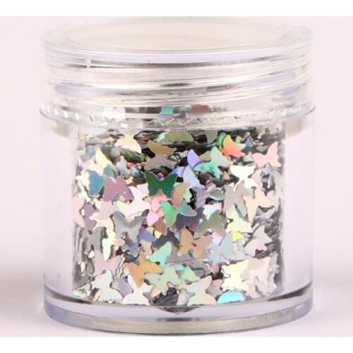 RIKONKA Nail Art Sequins Flake Holographic Butterfly Round Shapes Glitters 3D Colorful Sparkling Manicure Decoration