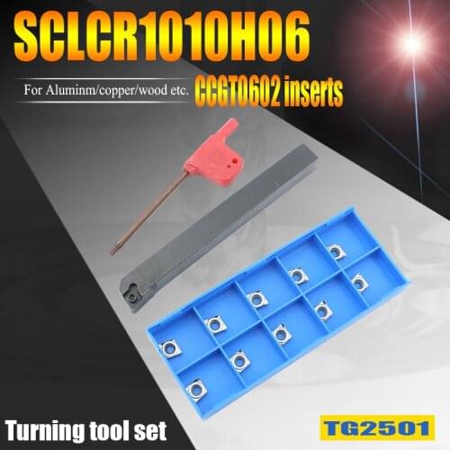 SCLCR1010H06 SCLCR1212H06 CCGT060204AK turning tool sets CNC lathe grooving cutter tools holder for aluminum copper wood-working