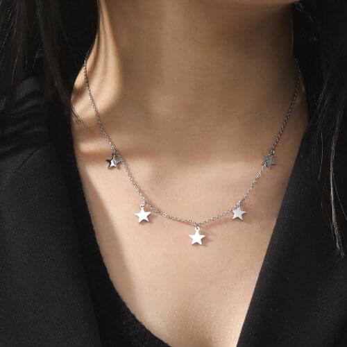 Skyrim Fashion Star Choker Necklace Women Girls Stainless Steel Pentagon-Star Chain Necklaces Neck Chain 2021 Fashion Jewelry